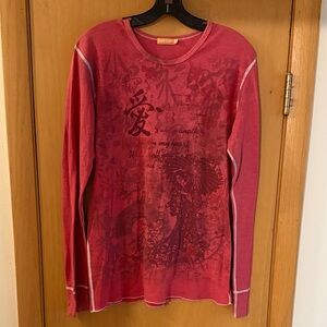 Cut Cute Women’s Vintage Y2K Oriental Asian Thermal Top Red Size XL